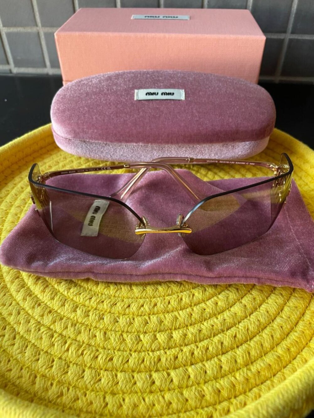 Miu Miu MU54YS Gold Rimless Sunglasses